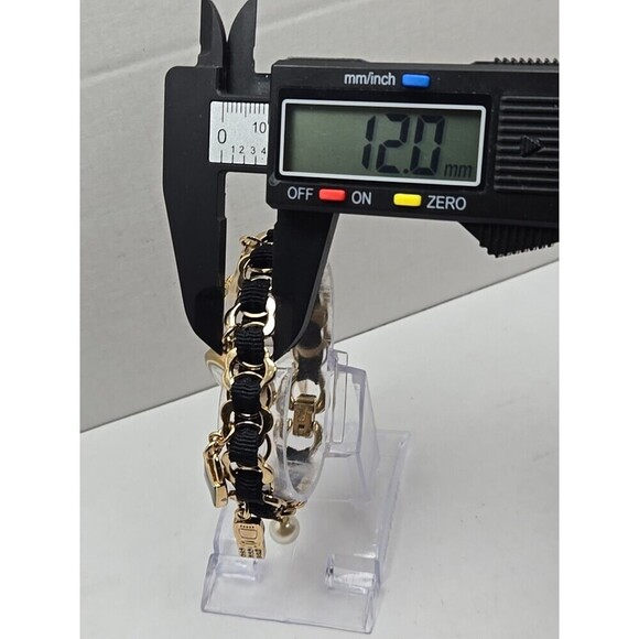 Anne Klein Charm Bracelet Watch Gold Tone Black Chain Purse Charms New Battery - Picture 5 of 9